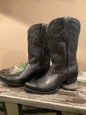 Men's Black Leather Western Cowboy Boots
